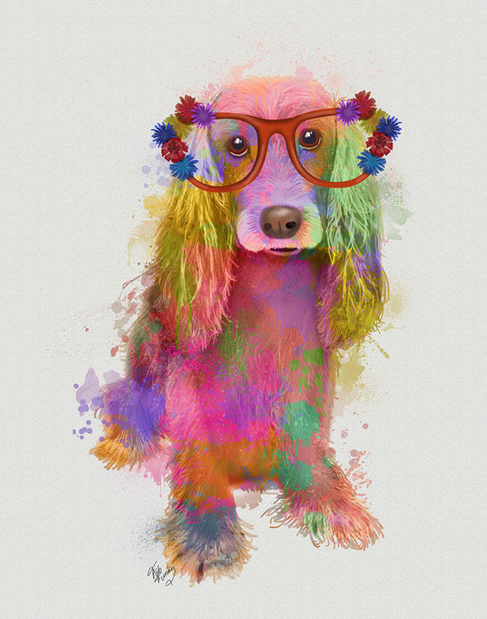 Cocker Spaniel Rainbow Splash, Full, Dog Art Print, Wall art | FabFunky