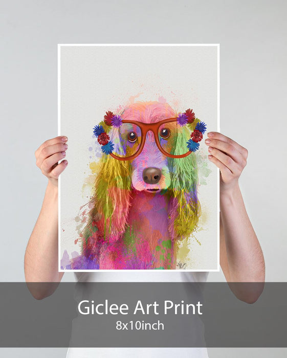 Cocker Spaniel Rainbow Splash, Portrait, Dog Art Print, Wall art | Print 18x24inch