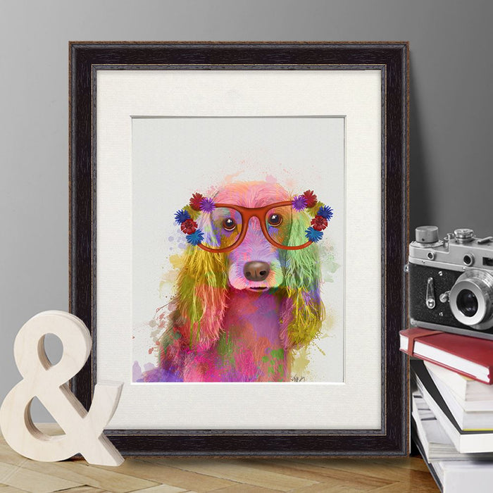 Cocker Spaniel Rainbow Splash, Portrait, Dog Art Print, Wall art | Print 14x11inch