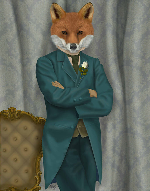 Fox Victorian Gentleman Portrait, Art Print | FabFunky