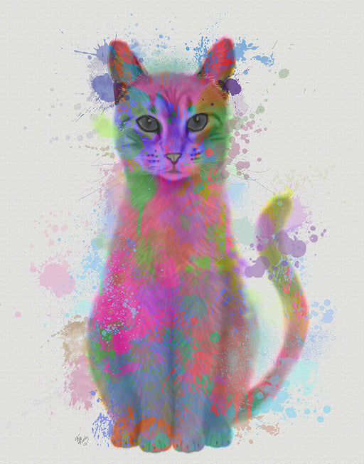 Cat Rainbow Splash 4, Art Print, Canvas Wall Art | FabFunky