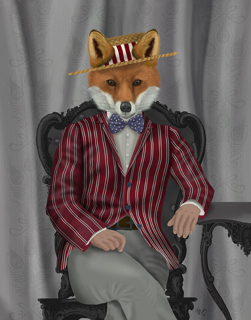 Fox 1920s Gentleman, Art Print, Canvas Wall Art | FabFunky