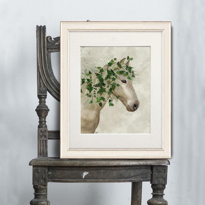 Horse Porcelain with Ivy, Animal Art Print, Wall Art | Print 14x11inch