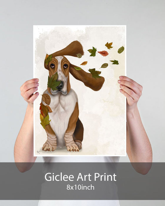 Basset Hound Windswept and Interesting, Dog Art Print, Wall art | Print 18x24inch