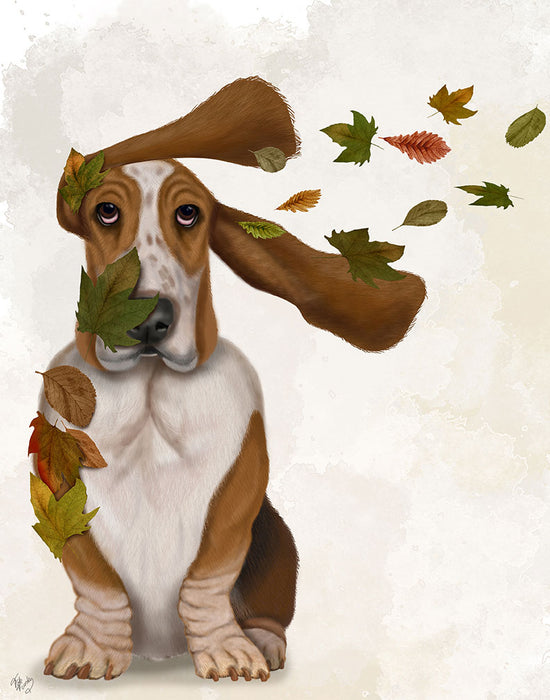 Basset Hound Windswept and Interesting, Dog Art Print, Wall art | FabFunky