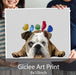 English Bulldog and Birds, Dog Art Print, Wall art | Print 18x24inch