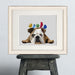 English Bulldog and Birds, Dog Art Print, Wall art | Print 14x11inch
