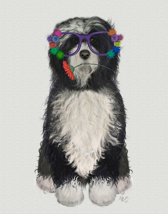 Tibetan Terrier Flower Glasses, Dog Art Print, Wall art | FabFunky