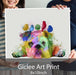 English Bulldog and Birds, Rainbow Splash, Dog Art Print, Wall art | Print 18x24inch