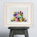 English Bulldog and Birds, Rainbow Splash, Dog Art Print, Wall art | Print 14x11inch