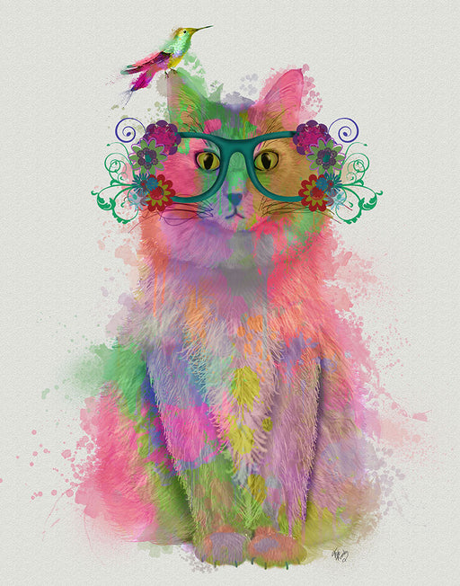 Cat Rainbow Splash 8, Art Print, Canvas Wall Art | FabFunky