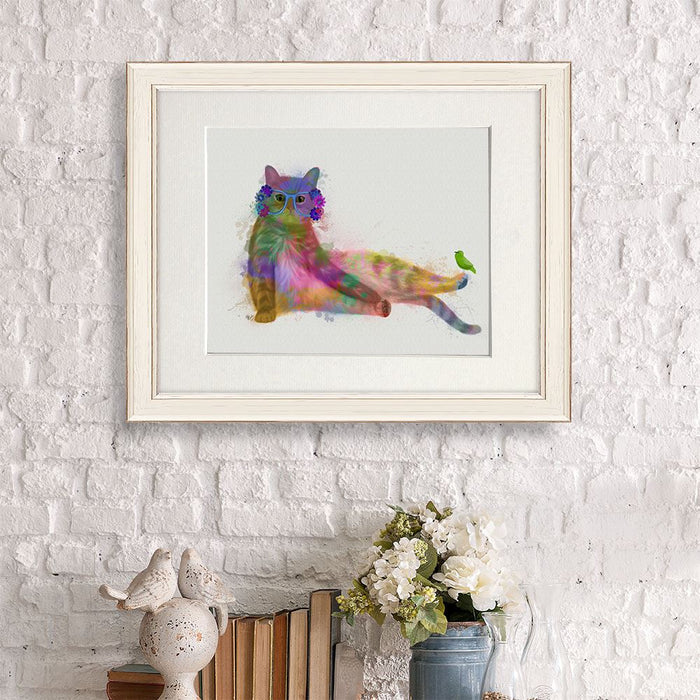 Cat Rainbow Splash 10, Art Print, Canvas Wall Art | Print 14x11inch