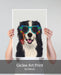 Bernese and Flower Glasses, Dog Art Print, Wall art | Print 18x24inch