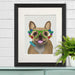 French Bulldog and Flower Glasses, Dog Art Print, Wall art | Print 14x11inch