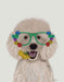 Poodle, White and Flower Glasses, Dog Art Print, Wall art | FabFunky