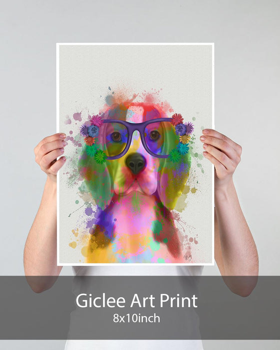 Beagle Rainbow Splash 2, Dog Art Print, Wall art | Print 18x24inch