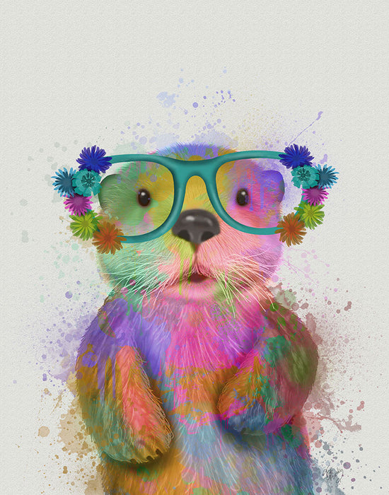 Otter Rainbow Splash, Art Print, Canvas Wall Art | FabFunky