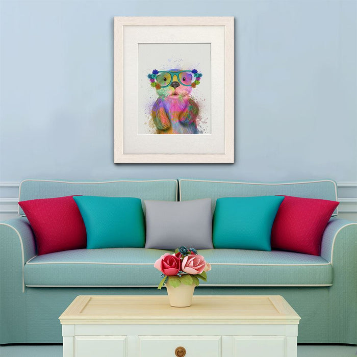 Otter Rainbow Splash, Art Print, Canvas Wall Art | Print 14x11inch