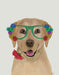 Labrador Yellow and Flower Glasses, Dog Art Print, Wall art | FabFunky