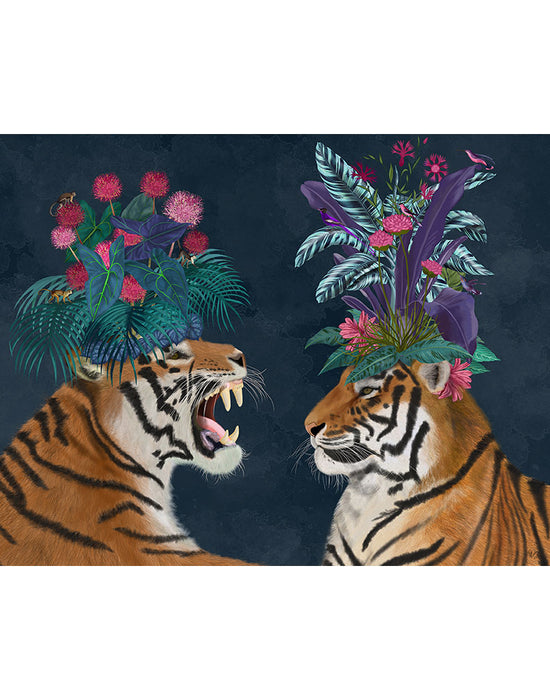 Hot House Tigers, Pair, Dark, Art Print | FabFunky