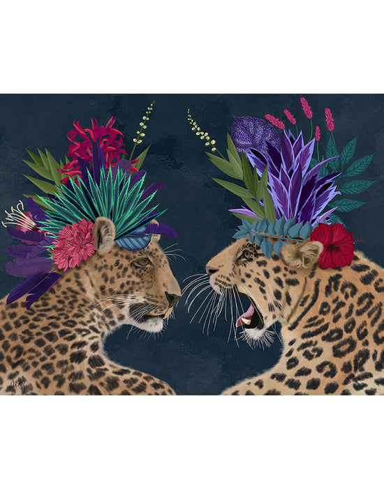 Hot House Leopards, Pair, Dark, Art Print | FabFunky