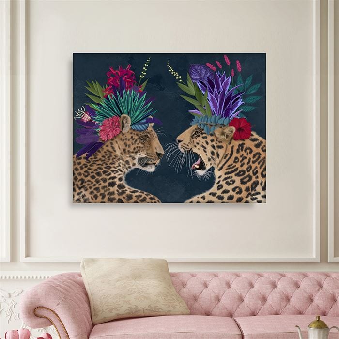 Hot House Leopards, Pair, Dark, Art Print | Print 14x11inch