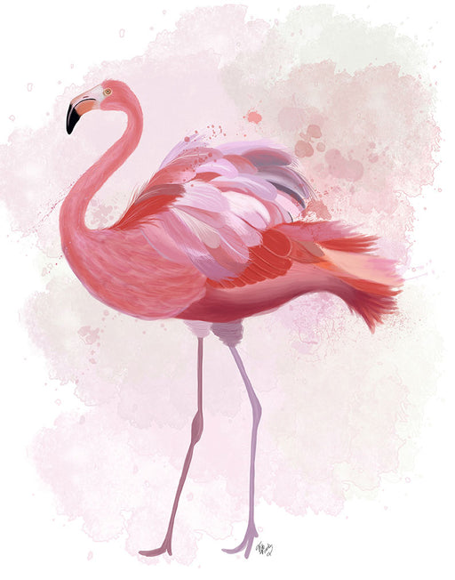 Fluffy Flamingo 1, Bird Art Print, Wall Art | FabFunky