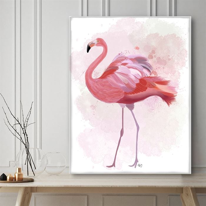 Fluffy Flamingo 1, Bird Art Print, Wall Art | Print 14x11inch