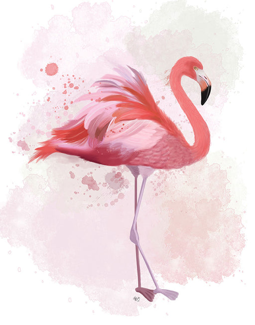 Fluffy Flamingo 2, Bird Art Print, Wall Art | FabFunky