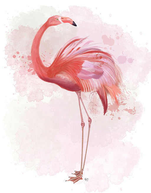 Fluffy Flamingo 3, Bird Art Print, Wall Art | FabFunky