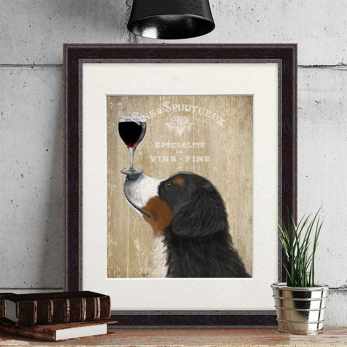 Bernese, Dog Au Vin, Dog Art Print, Wall art | Print 14x11inch