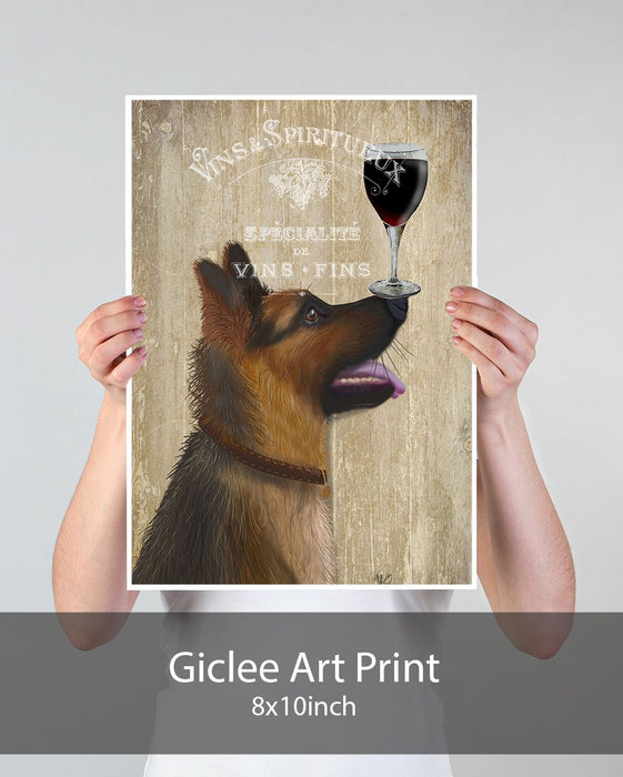 German Shepherd, Dog Au Vin, Dog Art Print, Wall art | Print 18x24inch