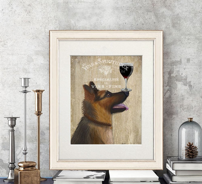 German Shepherd, Dog Au Vin, Dog Art Print, Wall art | Print 14x11inch