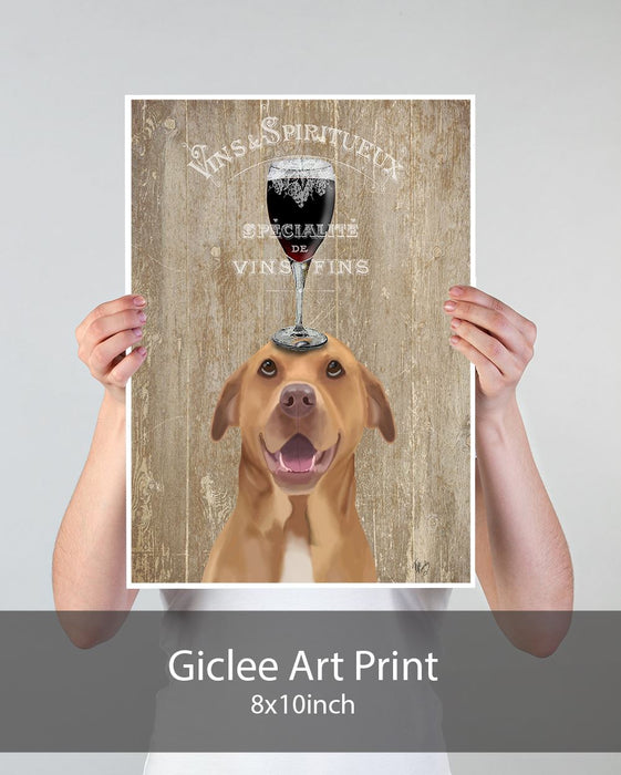 Pit Bull, Dog Au Vin, Dog Art Print, Wall art | Print 18x24inch