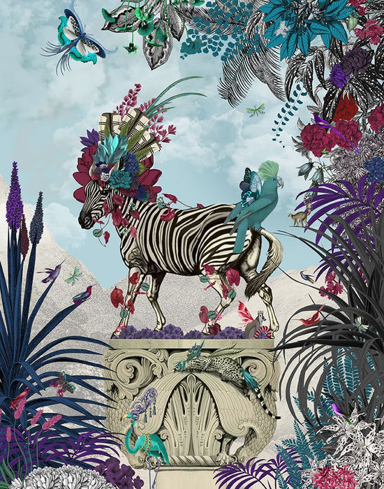 Zebra and Blue Parrot, Limited Edition, Fine Art Print | FabFunky