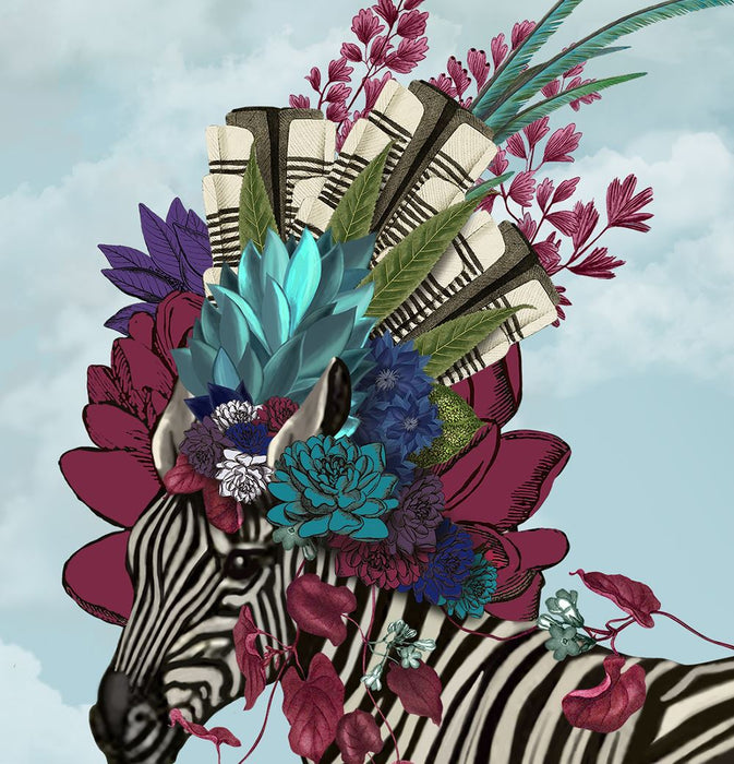 Zebra and Blue Parrot, Limited Edition, Fine Art Print | Ltd Ed Print 24x36inch