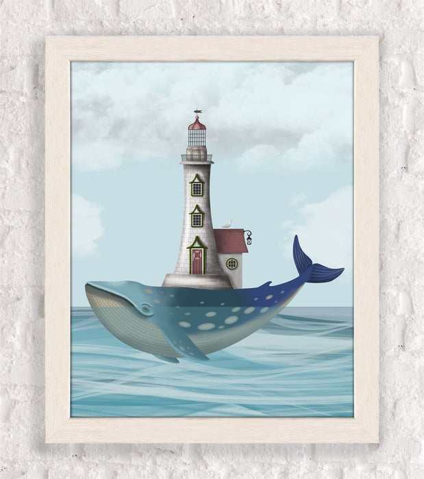 Whale Lighthouse, Daytime, Nautical print, Coastal art