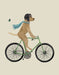 Labrador Yellow in Flying Helmet on Bicycle, Dog Art Print, Wall art | FabFunky