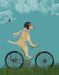 Labrador Yellow in Flying Helmet on Bicycle, Sky, Dog Art Print, Wall art | FabFunky