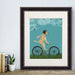 Labrador Yellow in Flying Helmet on Bicycle, Sky, Dog Art Print, Wall art | Print 14x11inch