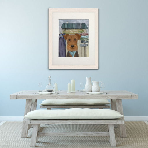 Airedale Surf Shack, Dog Art Print, Wall art | Print 14x11inch