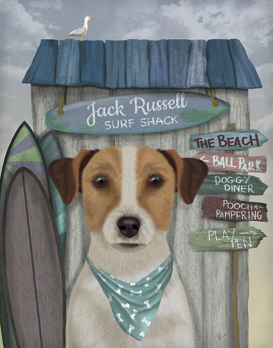 Jack Russell Surf Shack, Dog Art Print, Wall art | FabFunky