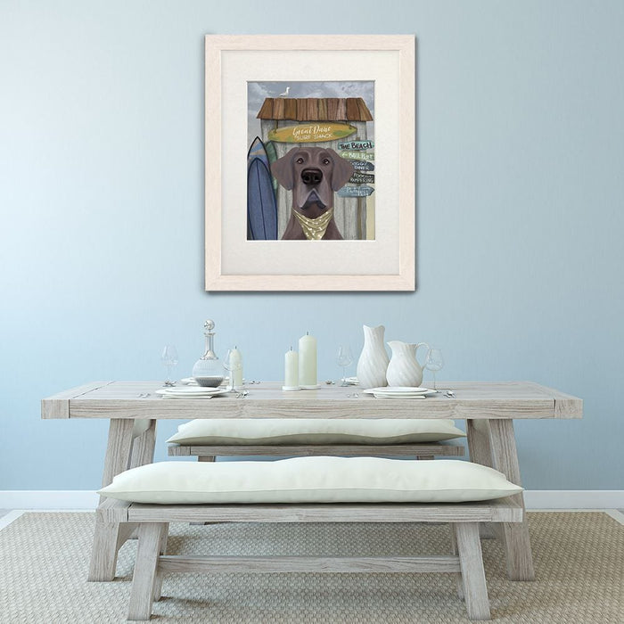 Great Dane Surf Shack, Dog Art Print, Wall art | Print 14x11inch