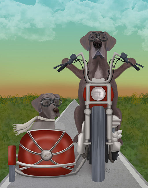 Great Dane Chopper and Sidecar, Dog Art Print, Wall art | FabFunky