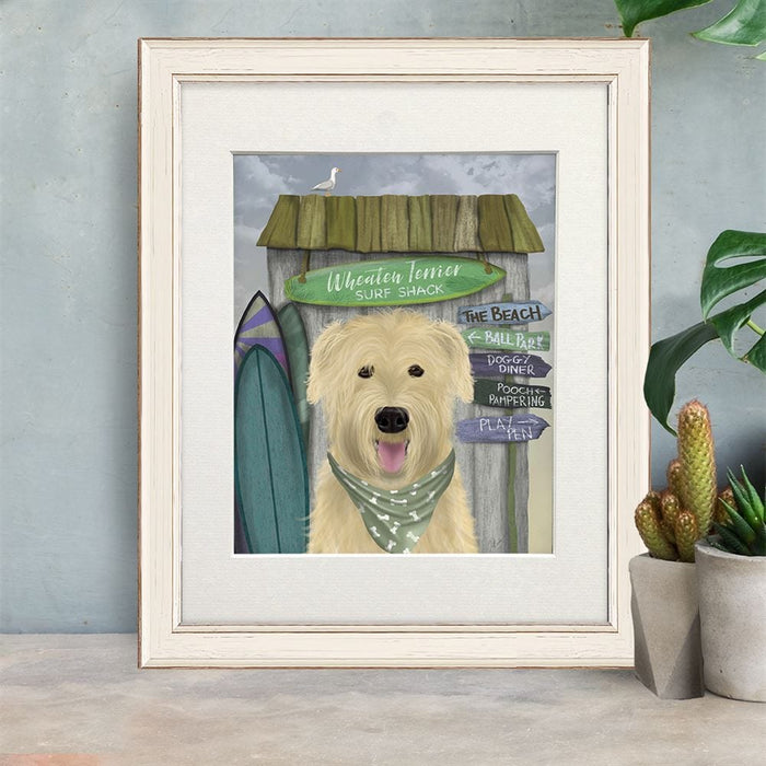 Wheaten Terrier Surf Shack, Dog Art Print, Wall art | Print 14x11inch