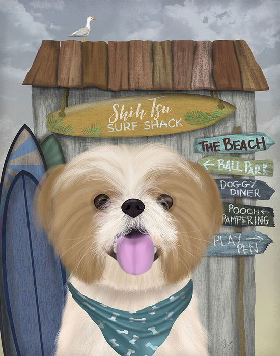 Shih Tzu Surf Shack, Dog Art Print, Wall art | FabFunky