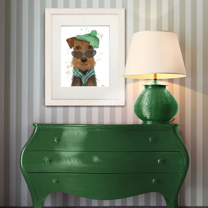 Airedale and Heart Glasses, Dog Art Print, Wall art | Print 14x11inch
