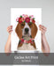 Beagle Flower Headdress, Dog Art Print, Wall art | Print 18x24inch