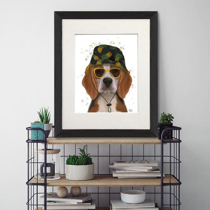 Beagle and Bucket Hat, Dog Art Print, Wall art | Print 14x11inch