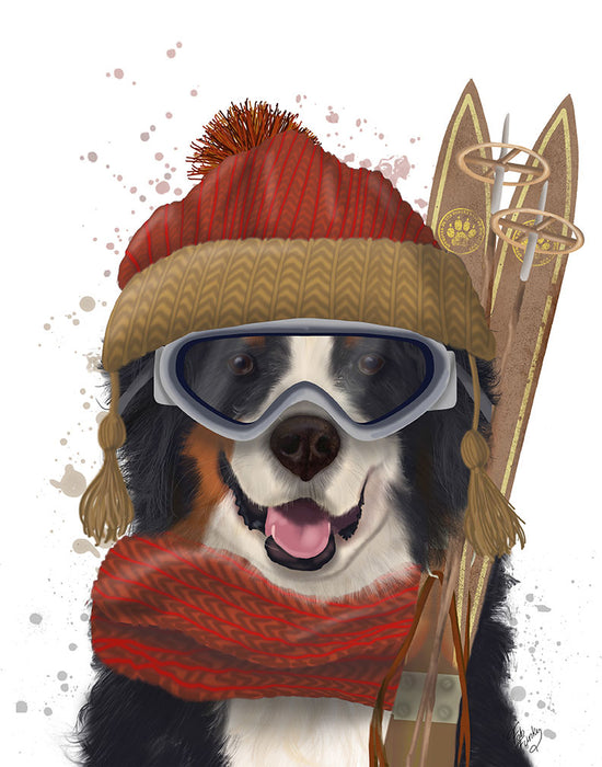 Bernese Ski Dog, Dog Art Print, Wall art | FabFunky